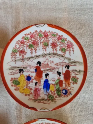 4 Platitos Japoneses Porcelana Antiguos