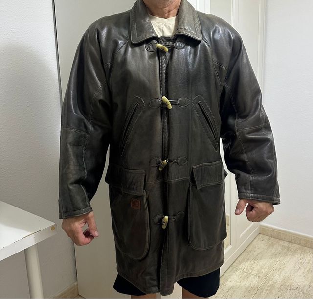 Chaquetón de cuero verde