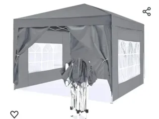 Tenda da giardino 2x2m pieghevole, gazebo grigio