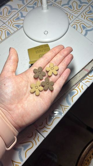 Pendientes Flor Arcilla Polimérica Marrón Dorado