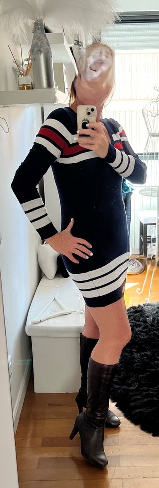 Vestido de punto rayas azul y blanco T.M