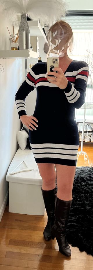 Vestido de punto rayas azul y blanco T.M