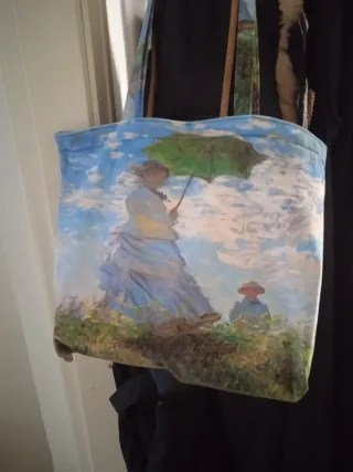 Bolso de tela con pintura impresionista