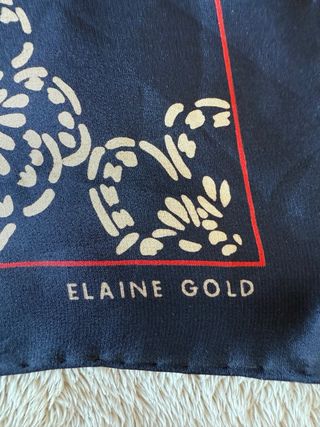 Foulard Elaine Gold Seta Blu Farfalle