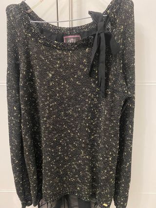 Blusa punto seda negra y dorada