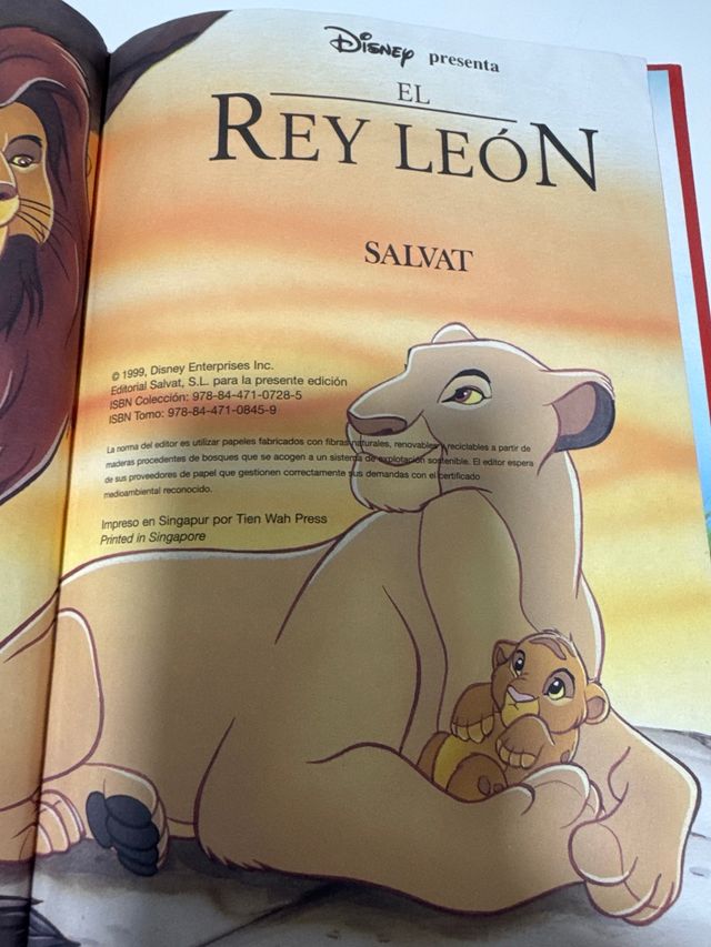 Libro El Rey León Salvat Disney Club del Libro