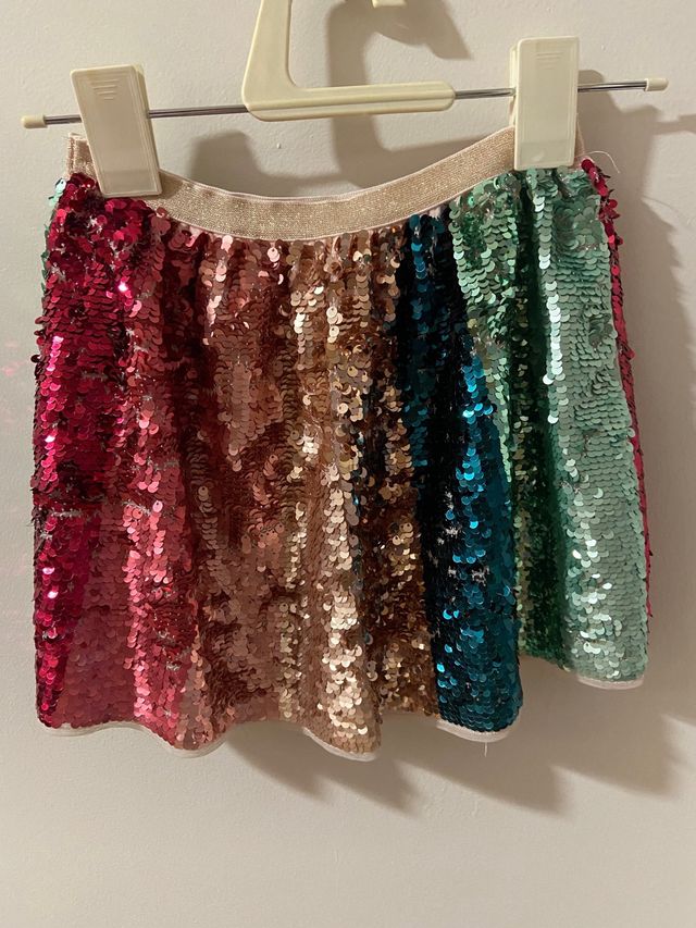 Falda niña lentejuelas arcoíris