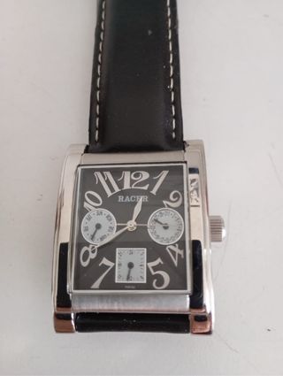 Reloj Racer Multifunción Negro y Plateado