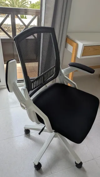 Silla de escritorio ergonómica negra y blanca