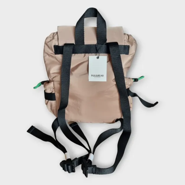 Mochila Pull&Bear Beige con Cordones Verdes
