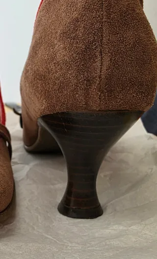 Scarpe MIGLIORINI camoscio marrone con fiore