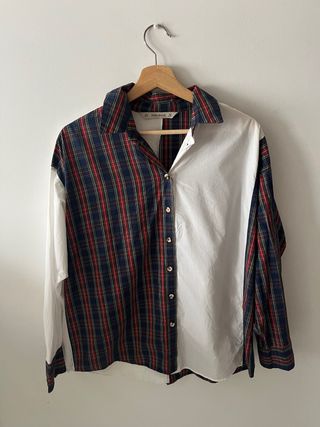Camisa Zara cuadros y blanca