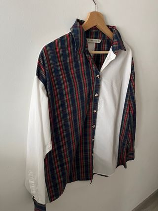 Camisa Zara cuadros y blanca