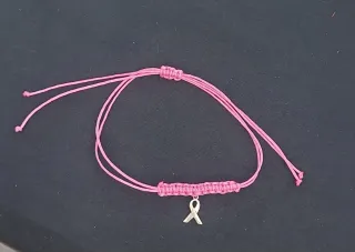 Pulsera lazo rosa plata