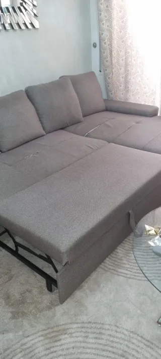 Sofá cama chaise longue beige arena