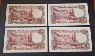 4 Billetes 100 Pesetas 1970 El Banco de España