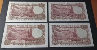 4 Billetes 100 Pesetas 1970 El Banco de España