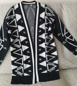 Chaqueta larga geométrica mujer talla única