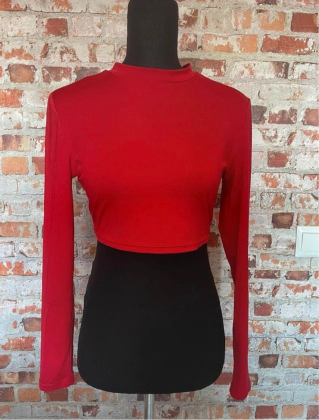 Top rojo manga larga Shein - Talla M