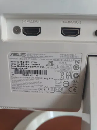 Monitor Asus VX23 Blanco
Sin bordes