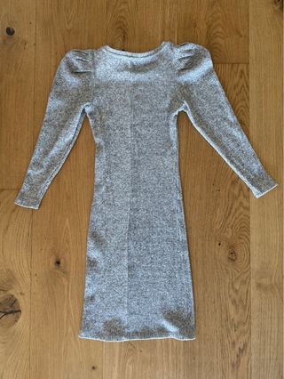 Vestido Bershka punto acanalado gris XS