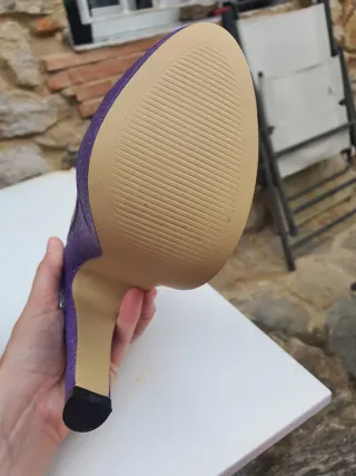 Zapatos tacón morados y marrones talla 37