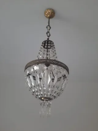 Lampadario vintage cristallo e metallo