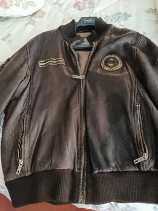 Cazadora Piel Vintage Chevignon Marrón