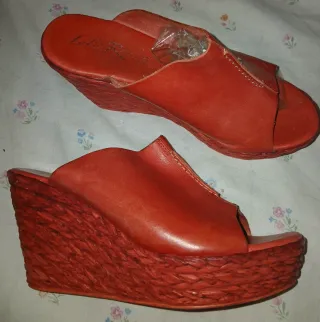 Lola rey Sandalias Cuña Naranja/Rojo