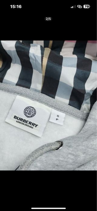 Sudadera Burberry Gris con Capucha
