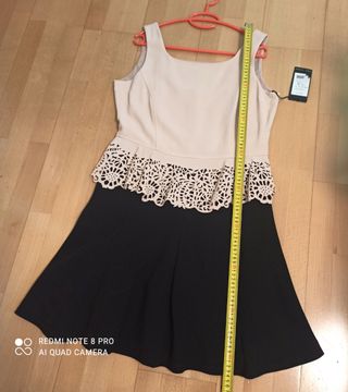 Vestido Alba Conde Beige y Negro