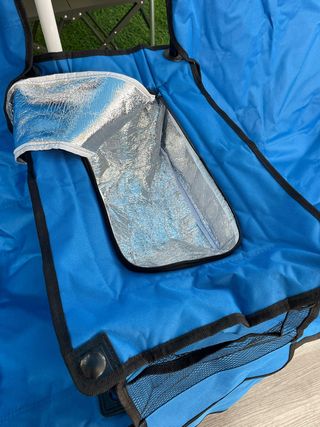 Silla Doble Camping con Sombrilla Azul