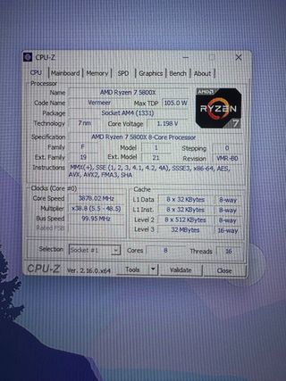 AMD Ryzen 7 5800X + MSI B550 MAG Tomahawk + 32GB 