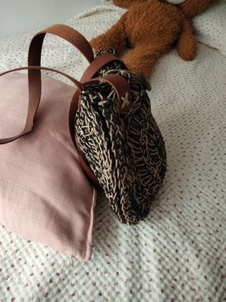 Bolso redondo rafia sin usar