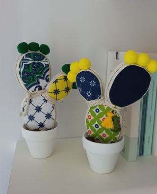 Set 2 Cactus Decorativi in stoffa