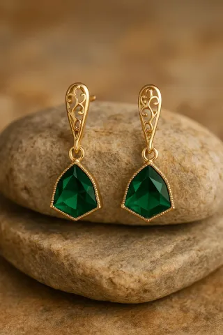 Pendientes Vintage Oro y Verde
