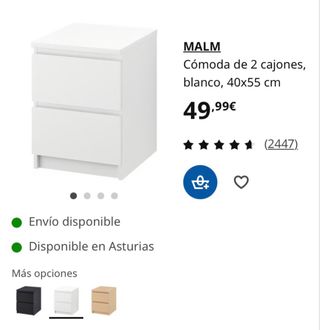 Cómoda Malm Ikea 2 cajones Blanca