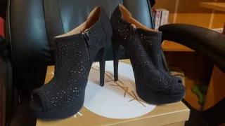Botines de tacón negros 13cm con plataforma de 3cm