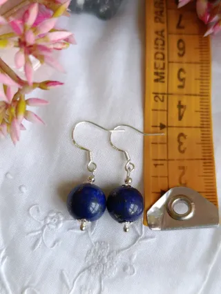 Pendientes Bolas Plata Azul