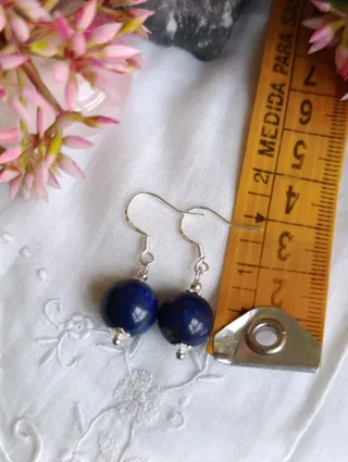 Pendientes Bolas Plata Azul