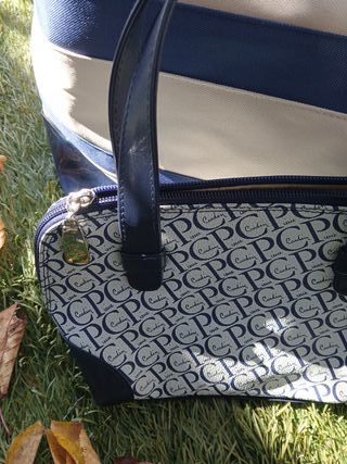 Bolso Pierre Cardin Beige y Azul