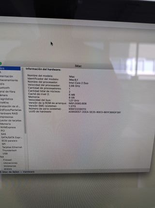Imac model 9,1 24 pulgadas 2008 plata