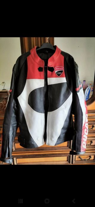 Giubbotto Ducati Corse Pelle Nero Rosso Bianco