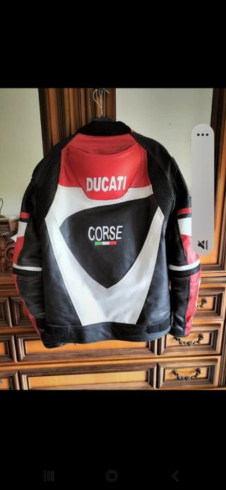 Giubbotto Ducati Corse Pelle Nero Rosso Bianco