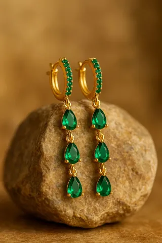 Pendientes Vintage Oro Verde Joya Acero Inoxidable