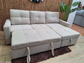 Sofá Chaise Longue Beige 215cm