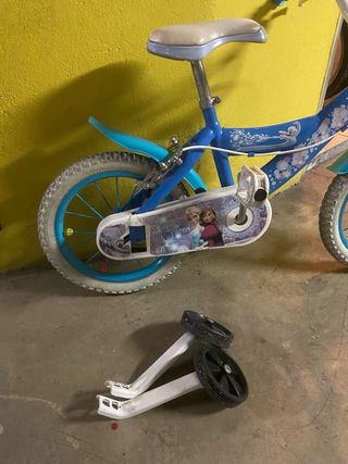 Bicicleta Frozen Infantil Azul Ruedines incuidos