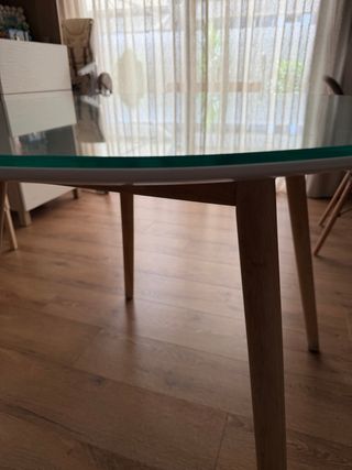 Mesa diseño redonda con cristal de 90cm