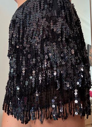 Falda pantalón lentejuelas negra corta