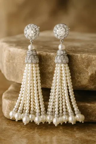 Pendientes Vintage Perlas y Diamantes